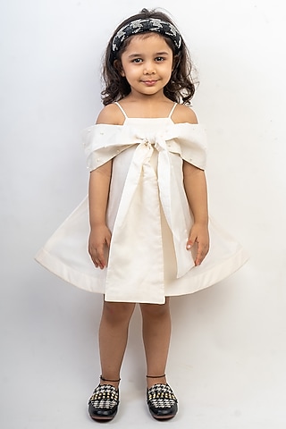 White Silk Dress For Girls by Li'l Angels