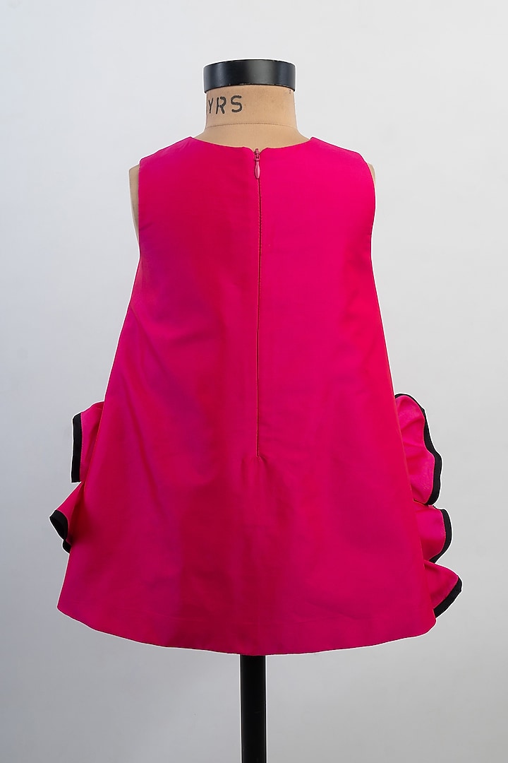 Pink & Black Silk Ruffled Dress For Girls by Li'l Angels at Pernia's Pop Up Shop