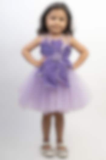 Lilac Net Draped Dress For Girls by Li'l Angels at Pernia's Pop Up Shop