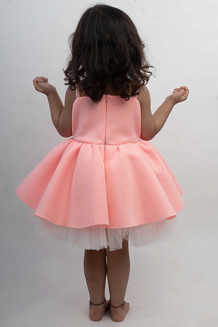 Peach & White Scuba Dress For Girls by Li'l Angels at Pernia's Pop Up Shop