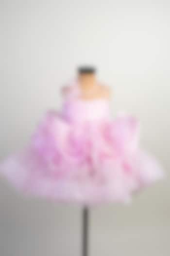 Light Pink Satin Organza Ruffled Dress For Girls by Li'l Angels at Pernia's Pop Up Shop