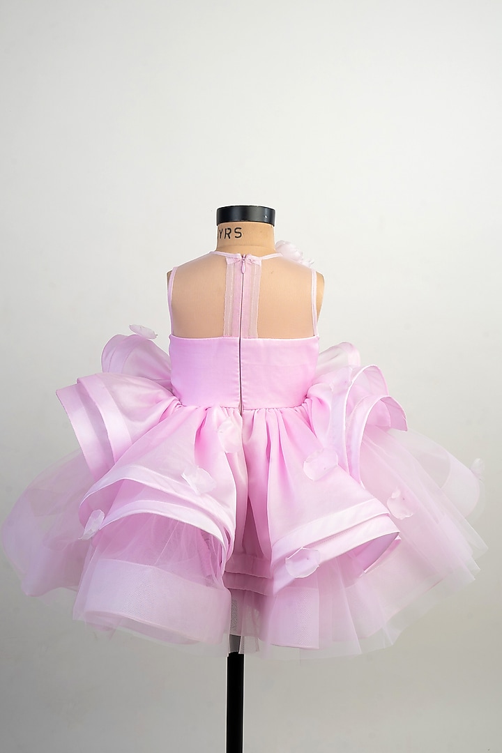Light Pink Satin Organza Ruffled Dress For Girls by Li'l Angels at Pernia's Pop Up Shop