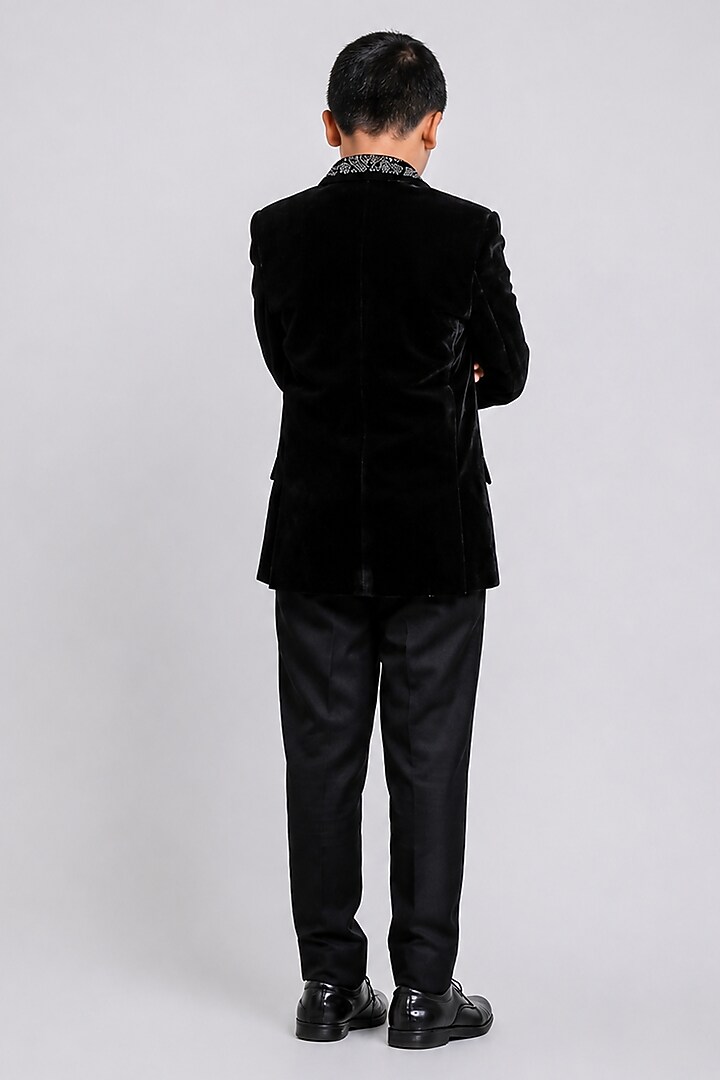 Black Velvet Tuxedo Set For Boys by Li'l Angels at Pernia's Pop Up Shop