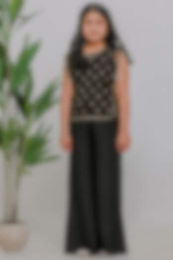 Black Silk Pant Set For Girls by Li'l Angels at Pernia's Pop Up Shop
