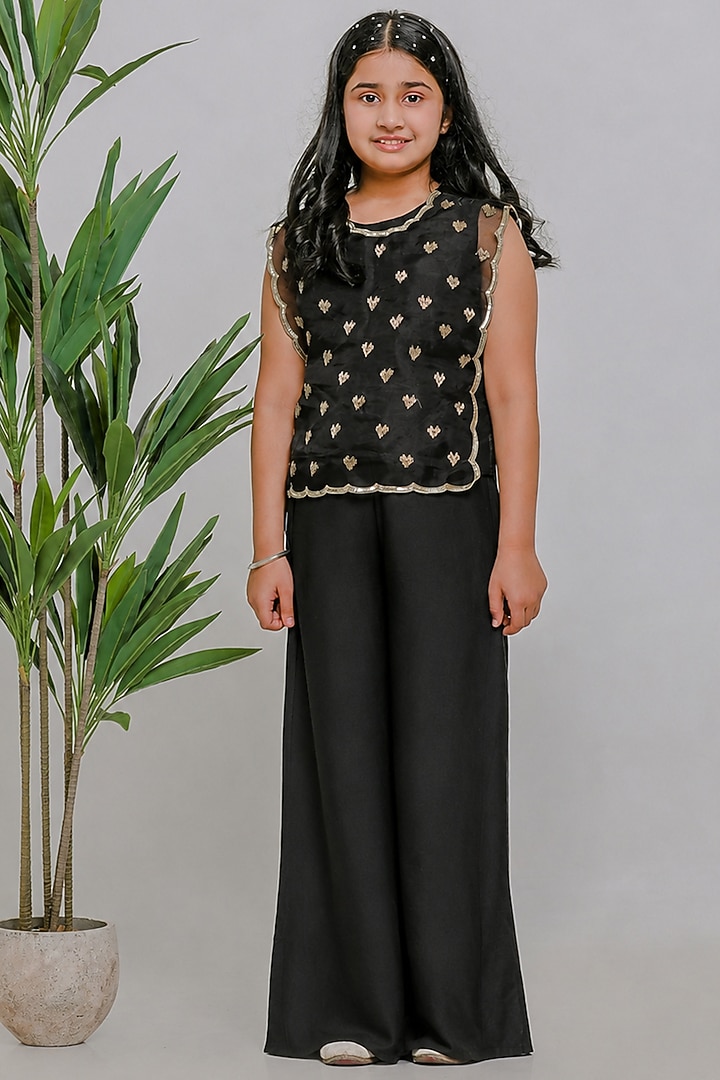 Black Silk Pant Set For Girls by Li'l Angels at Pernia's Pop Up Shop