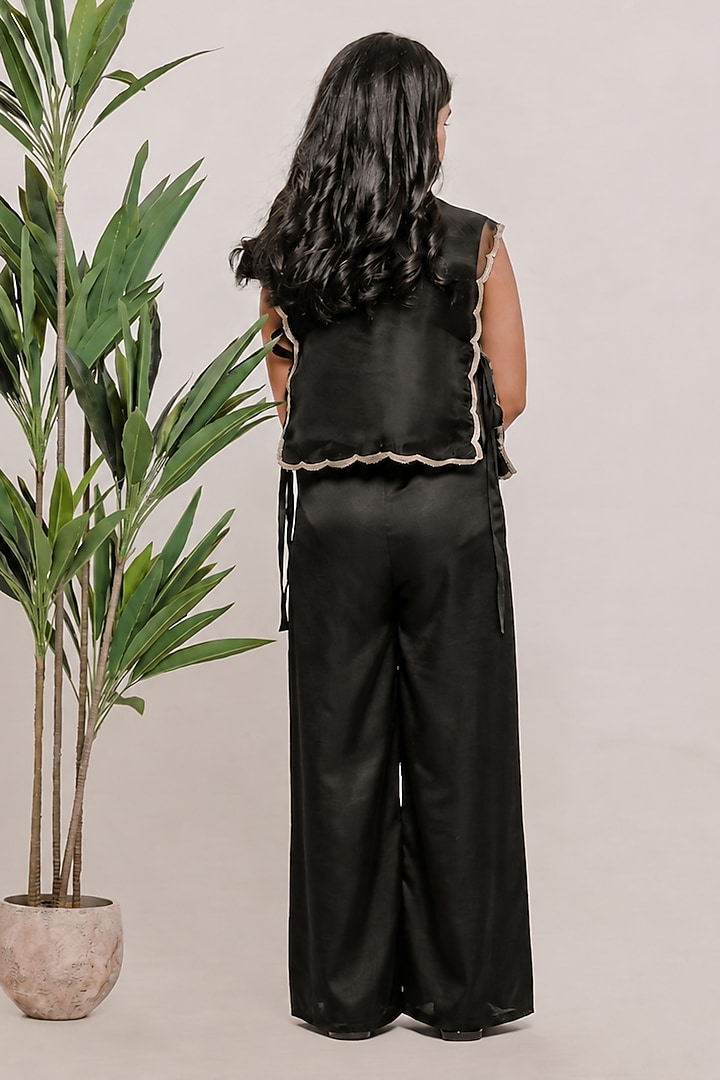 Black Silk Pant Set For Girls by Li'l Angels at Pernia's Pop Up Shop