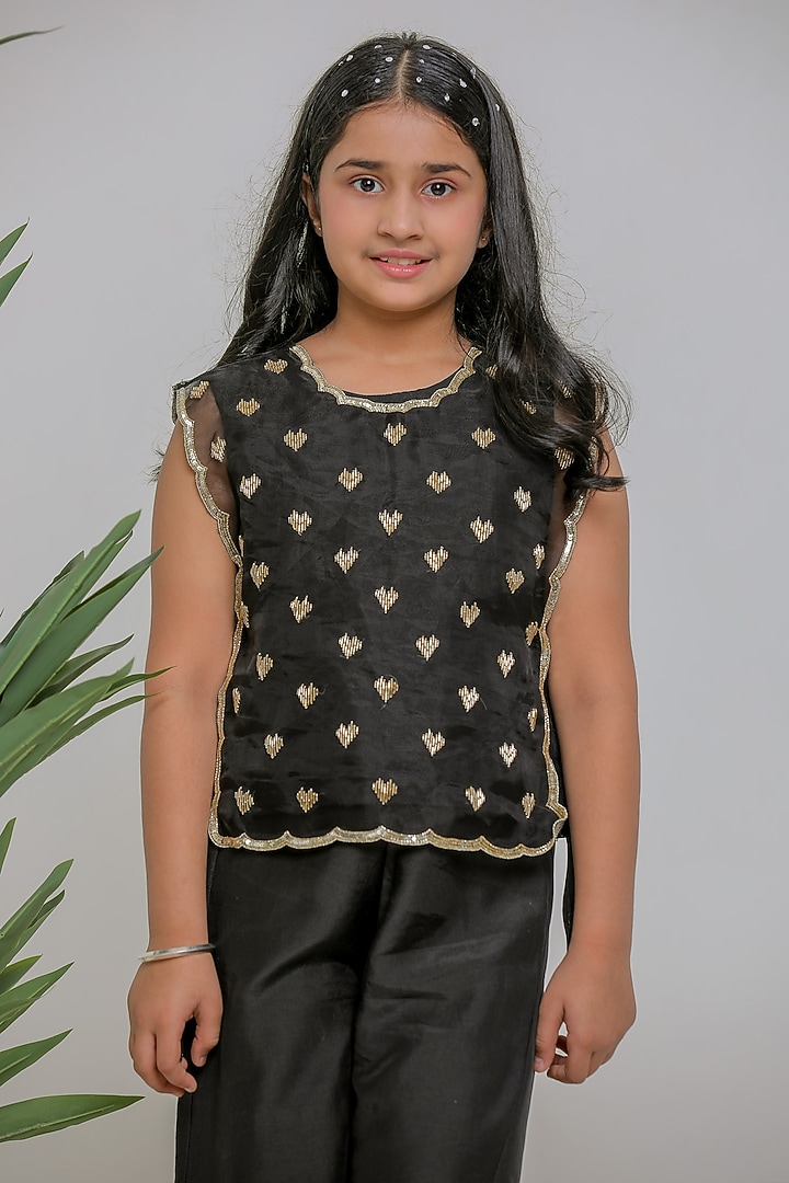 Black Silk Pant Set For Girls by Li'l Angels at Pernia's Pop Up Shop