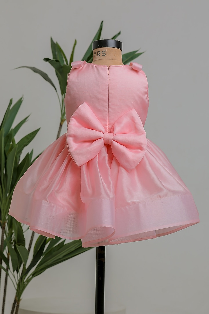 Neon Peach Satin Organza Dress For Girls by Li'l Angels at Pernia's Pop Up Shop