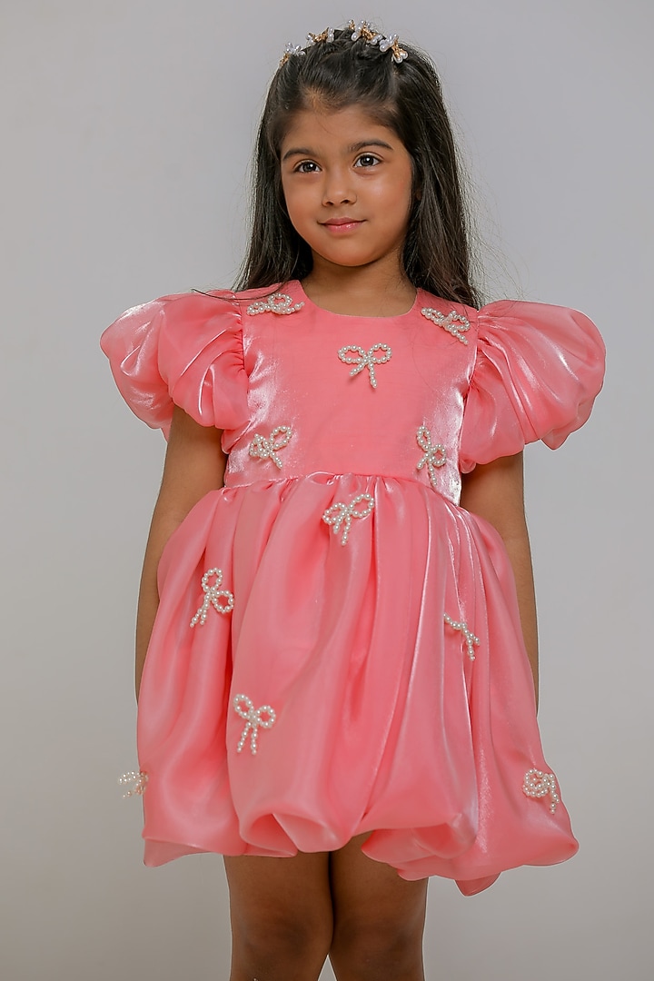 Peach Jimmy Choo Dress For Girls by Li'l Angels at Pernia's Pop Up Shop
