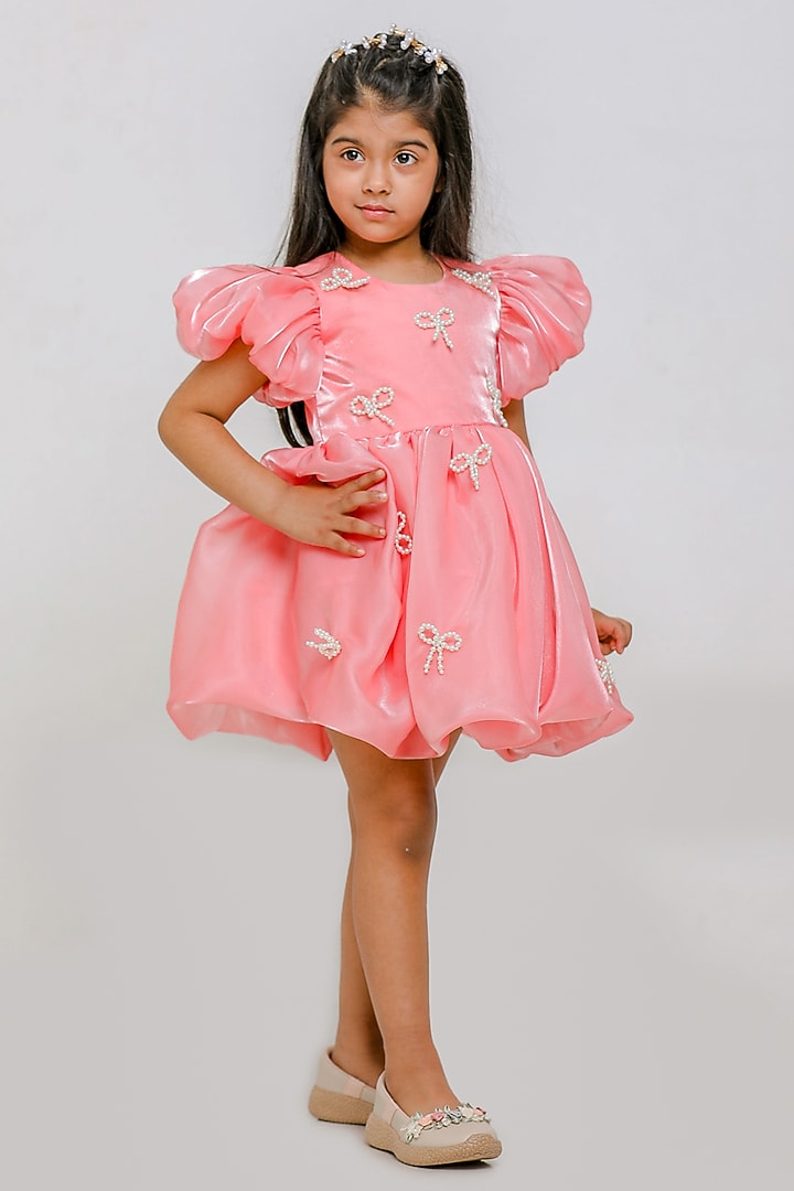 Peach Jimmy Choo Dress For Girls by Li'l Angels at Pernia's Pop Up Shop