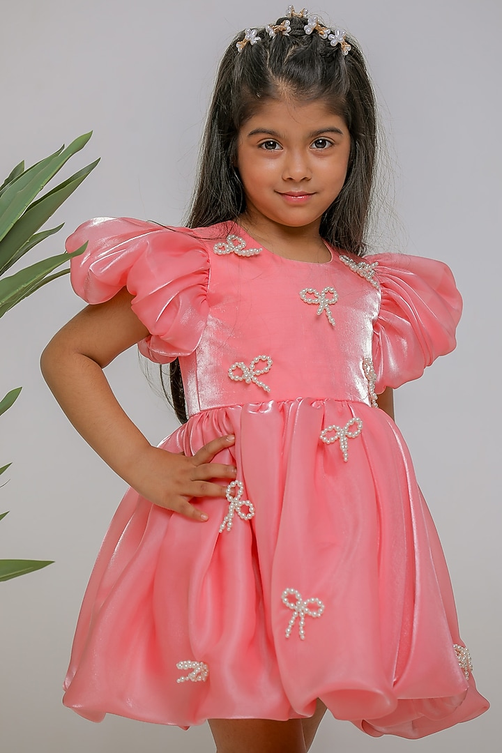 Peach Jimmy Choo Dress For Girls by Li'l Angels at Pernia's Pop Up Shop