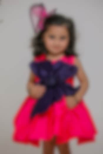 Pink & Blue Silk Dress For Girls by Li'l Angels at Pernia's Pop Up Shop