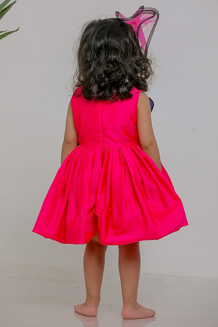 Pink & Blue Silk Dress For Girls by Li'l Angels at Pernia's Pop Up Shop