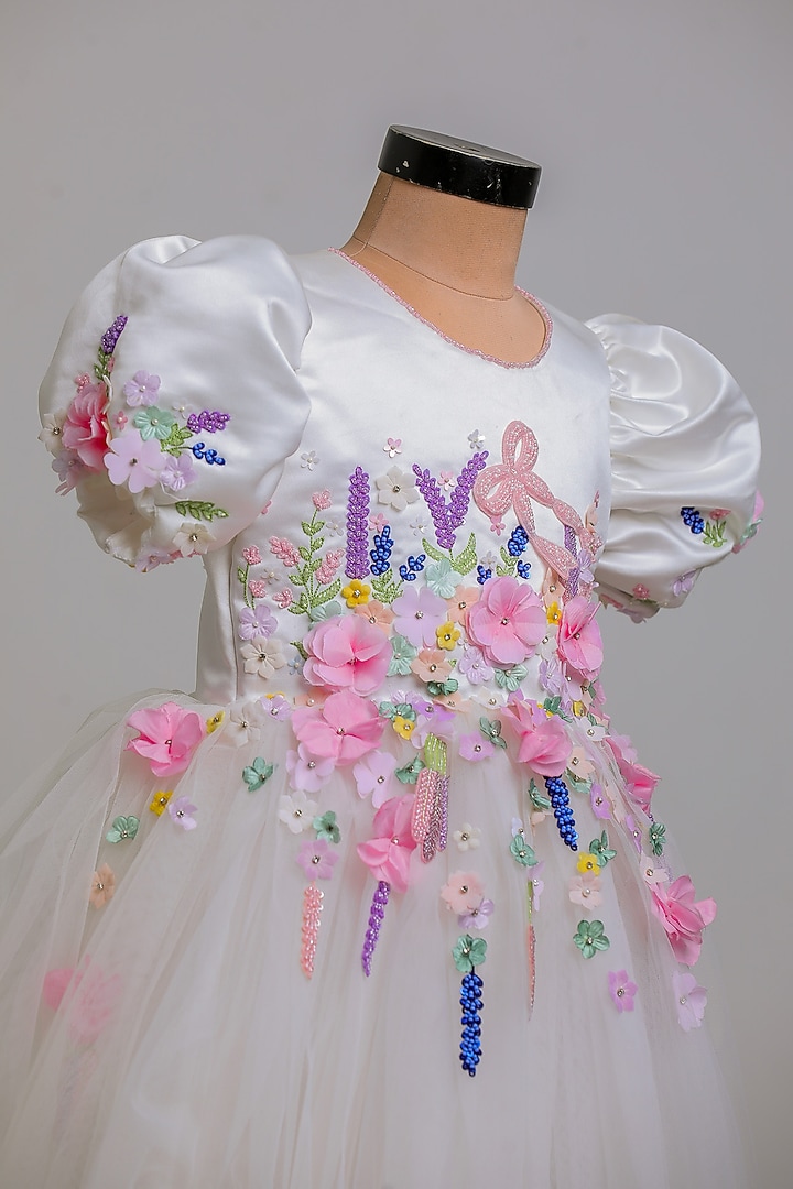White Silk & Net Dress For Girls by Li'l Angels at Pernia's Pop Up Shop
