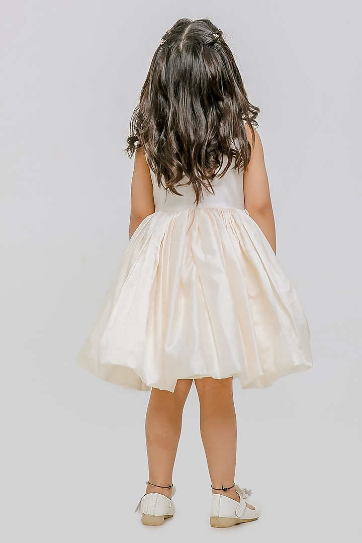 White & Lilac Silk Floral Dress For Girls by Li'l Angels at Pernia's Pop Up Shop