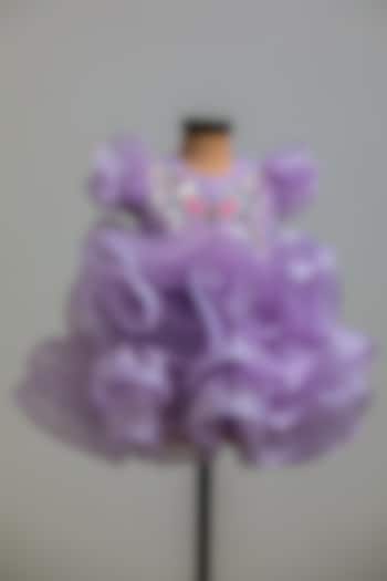 Lilac Satin Organza Butterfly Dress For Girls by Li'l Angels at Pernia's Pop Up Shop