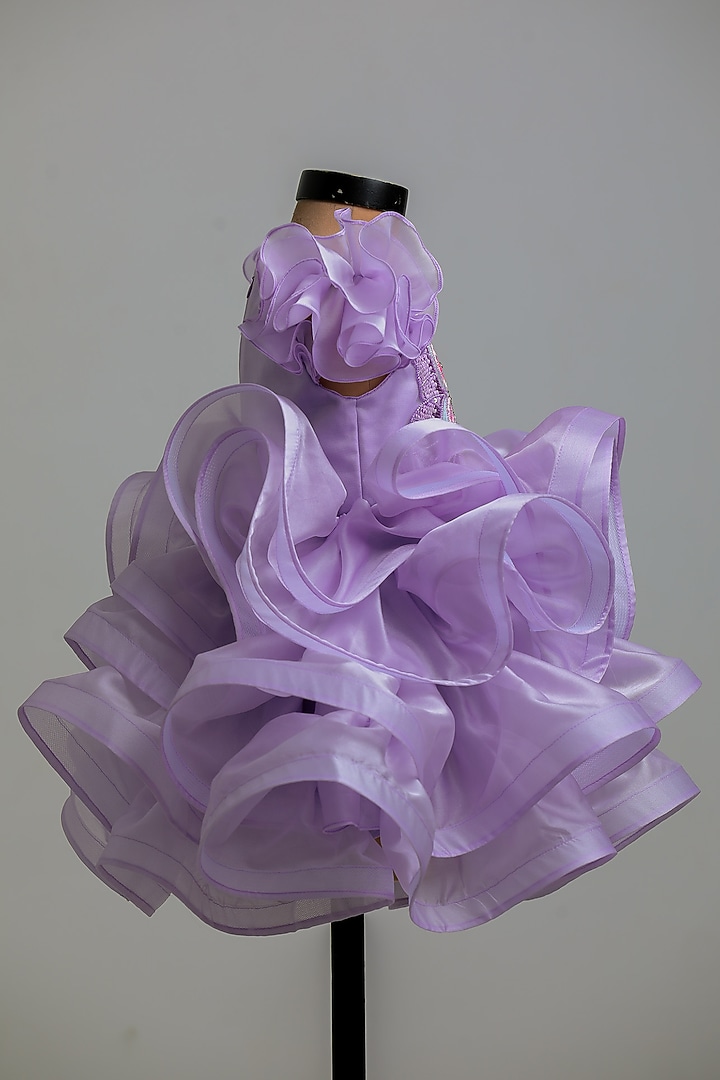 Lilac Satin Organza Butterfly Dress For Girls by Li'l Angels at Pernia's Pop Up Shop