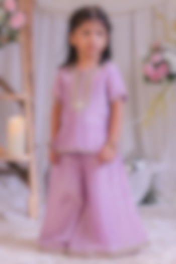 Lilac Shimmer Silk Palazzo Set For Girls by Li'l Angels at Pernia's Pop Up Shop
