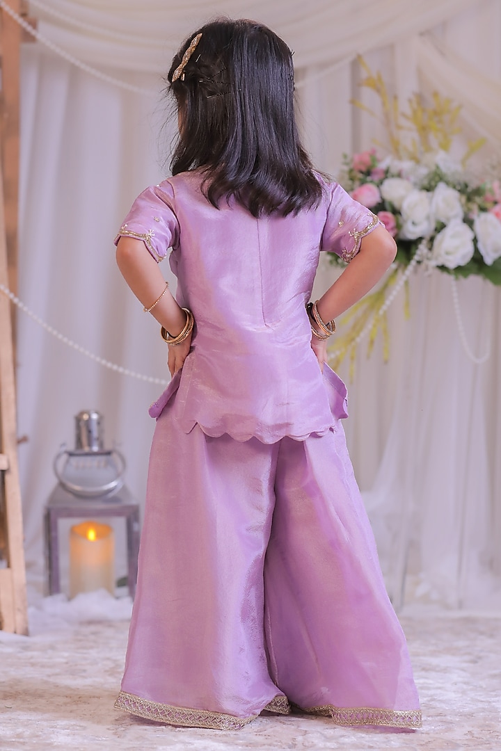 Lilac Shimmer Silk Palazzo Set For Girls by Li'l Angels at Pernia's Pop Up Shop