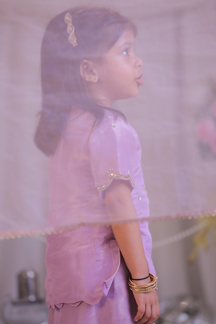 Lilac Shimmer Silk Palazzo Set For Girls by Li'l Angels at Pernia's Pop Up Shop