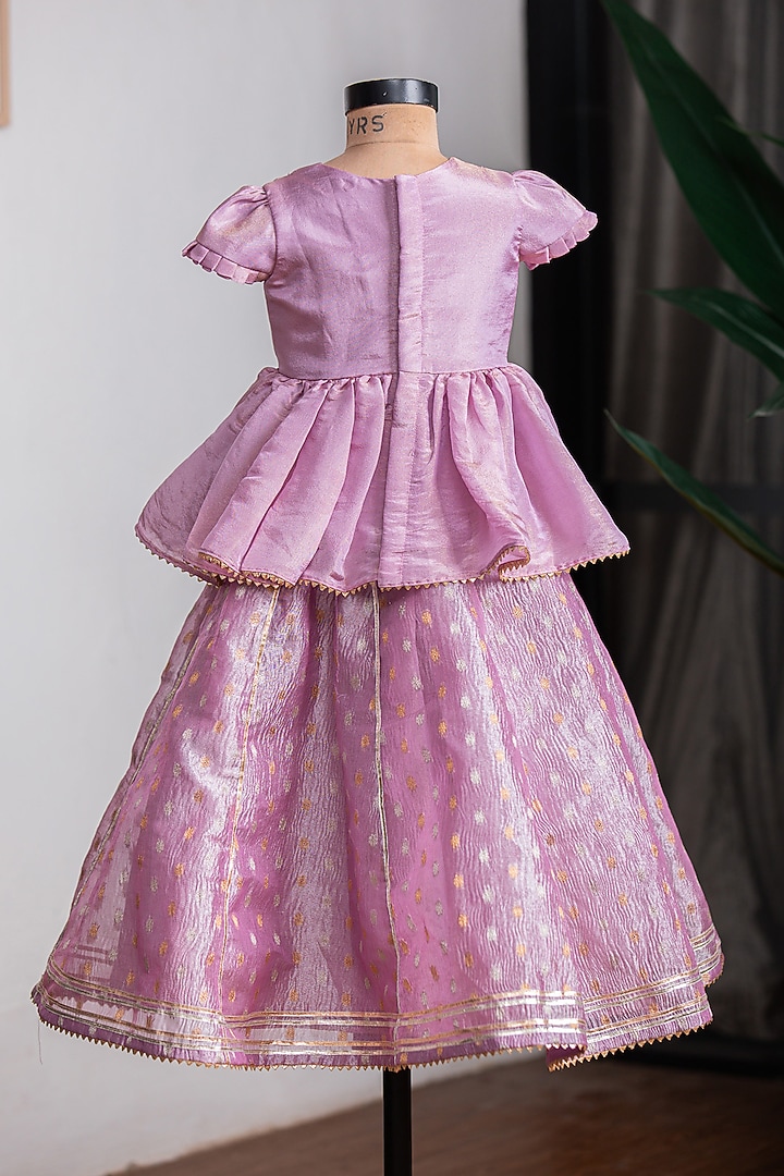 Purple Banarasi Zari Embroidered Lehenga Set For Girls by Li'l Angels at Pernia's Pop Up Shop