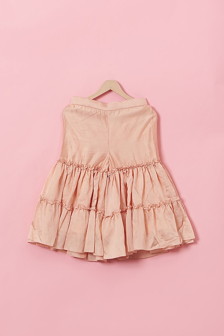 Peach Chanderi Sharara Set For Girls by Li'l Angels at Pernia's Pop Up Shop