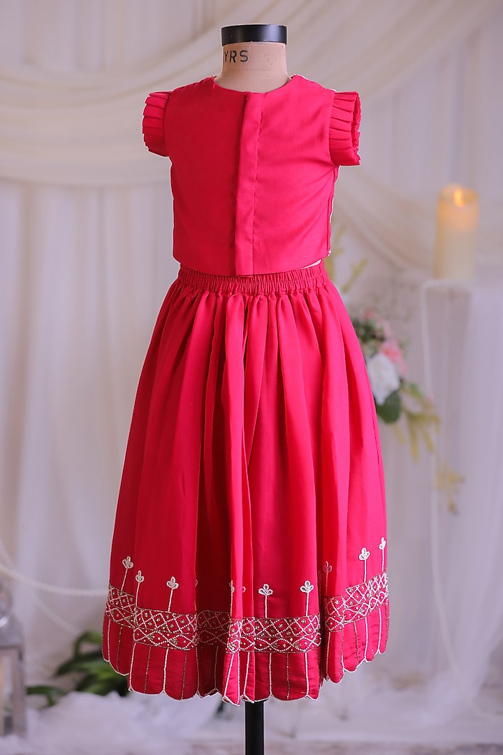 Pink Silk Lehenga Set For Girls by Li'l Angels at Pernia's Pop Up Shop