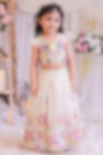 Off-White Organza Lehenga Set For Girls by Li'l Angels at Pernia's Pop Up Shop