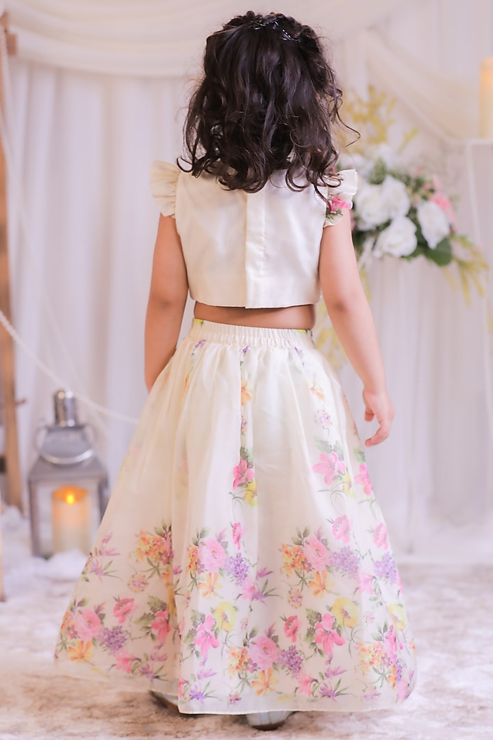Off-White Organza Lehenga Set For Girls by Li'l Angels at Pernia's Pop Up Shop