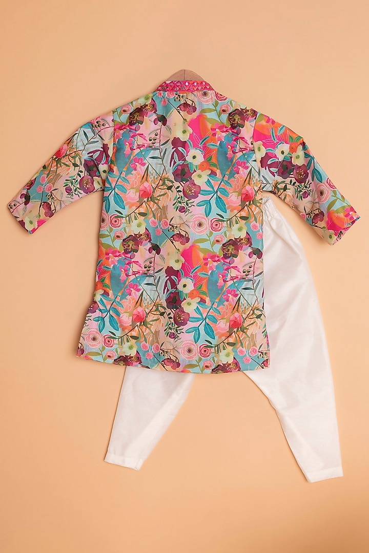 Multi-Coloured Printed Kurta Set For Boys by Li'l Angels at Pernia's Pop Up Shop
