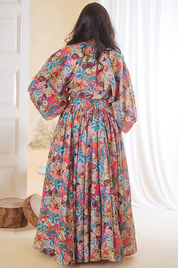 Multi-Coloured Printed Lehenga Set For Girls by Li'l Angels at Pernia's Pop Up Shop