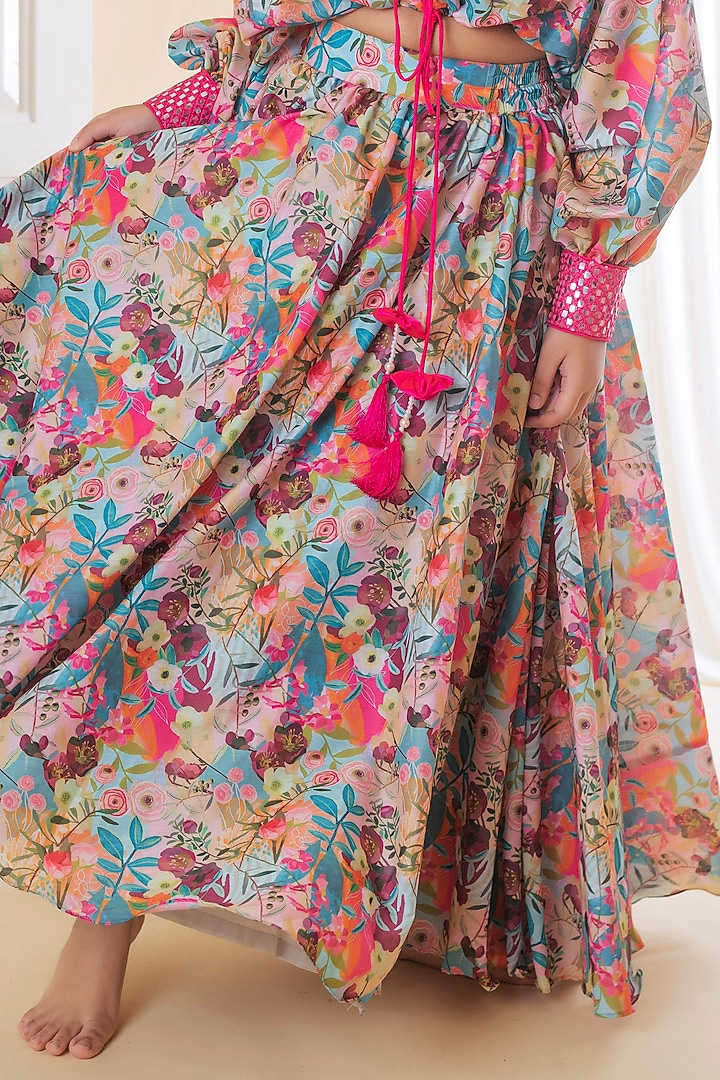 Multi-Coloured Printed Lehenga Set For Girls by Li'l Angels at Pernia's Pop Up Shop