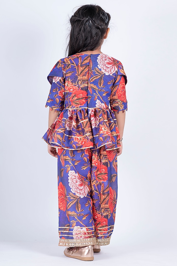 Purple Printed Pant Set For Girls by Li'l Angels at Pernia's Pop Up Shop
