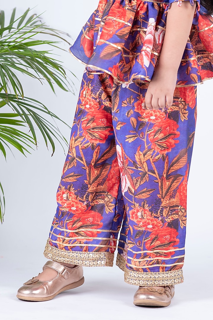 Purple Printed Pant Set For Girls by Li'l Angels at Pernia's Pop Up Shop