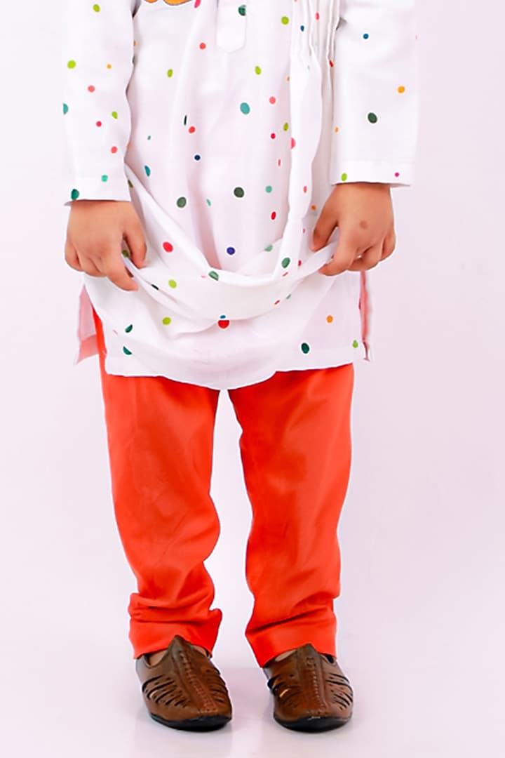 White Printed Kurta Set For Boys by Li'l Angels at Pernia's Pop Up Shop