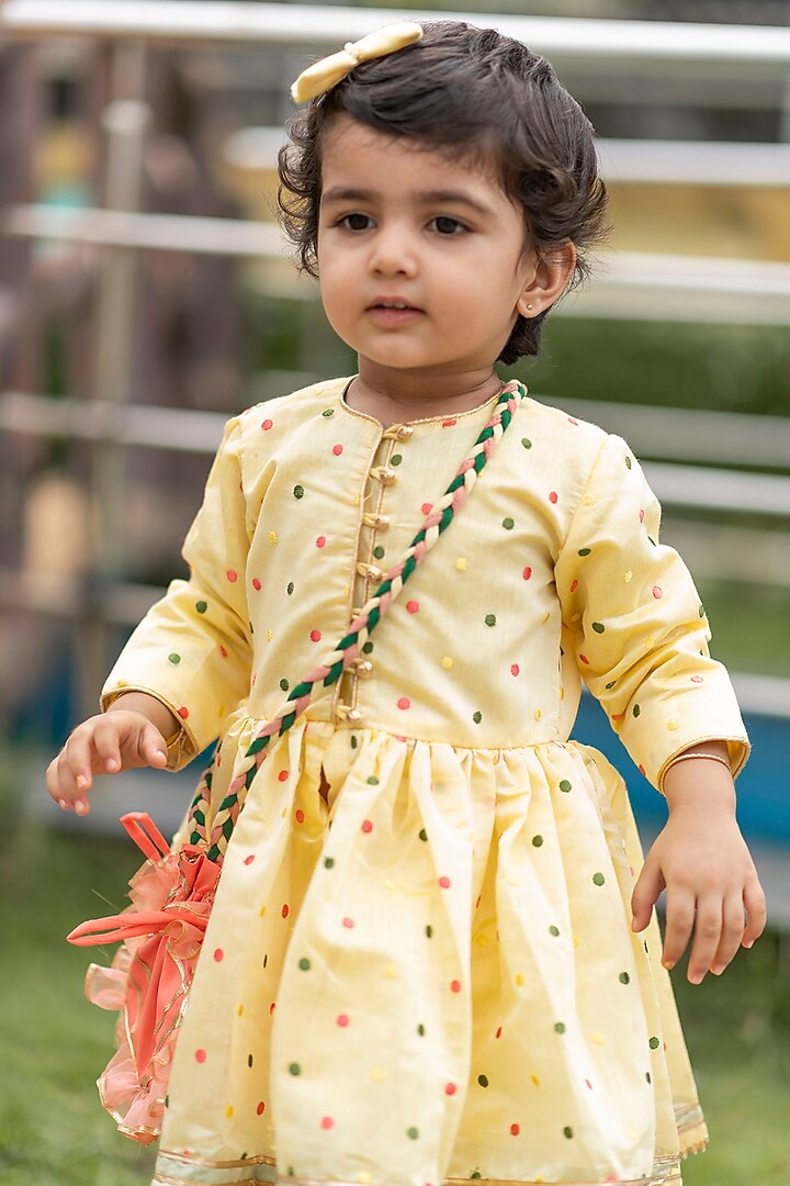 Yellow Cotton Pant Set For Girls by Li'l Angels at Pernia's Pop Up Shop