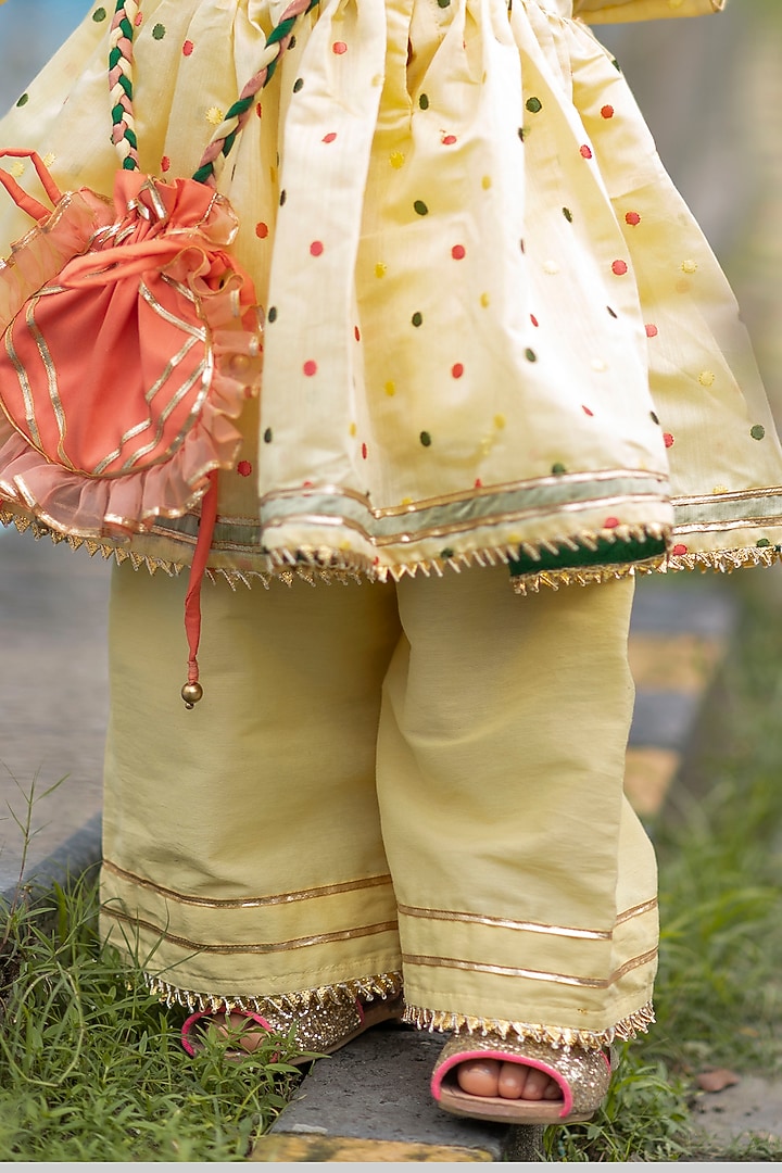 Yellow Cotton Pant Set For Girls by Li'l Angels at Pernia's Pop Up Shop