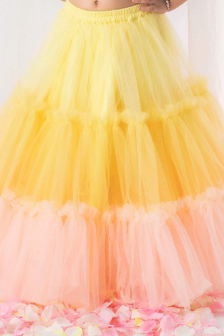 Multi-Coloured Net Lehenga Set For Girls by Li'l Angels at Pernia's Pop Up Shop