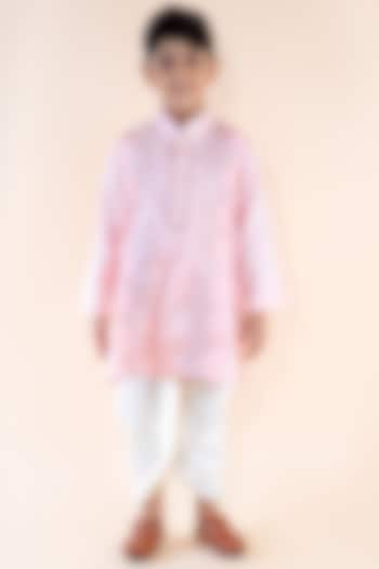Pink Cotton Kurta Set For Boys by Li'l Angels