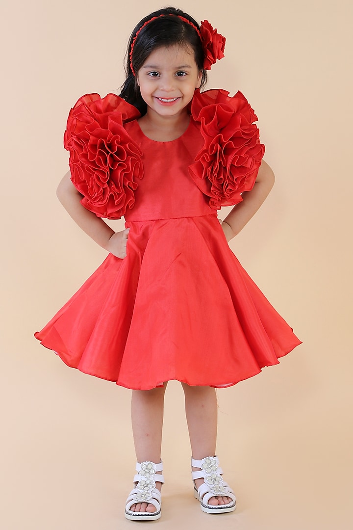 Red Silk Dress For Girls by Li'l Angels