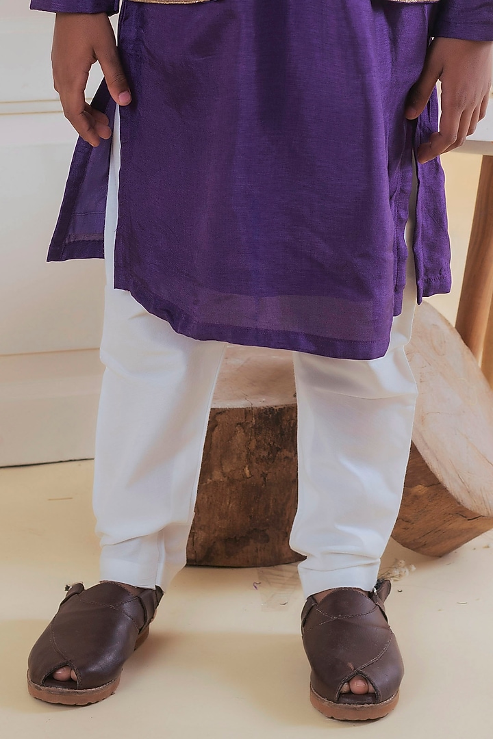 Purple Embroidered Bundi Jacket With Kurta Set For Boys by Li'l Angels at Pernia's Pop Up Shop