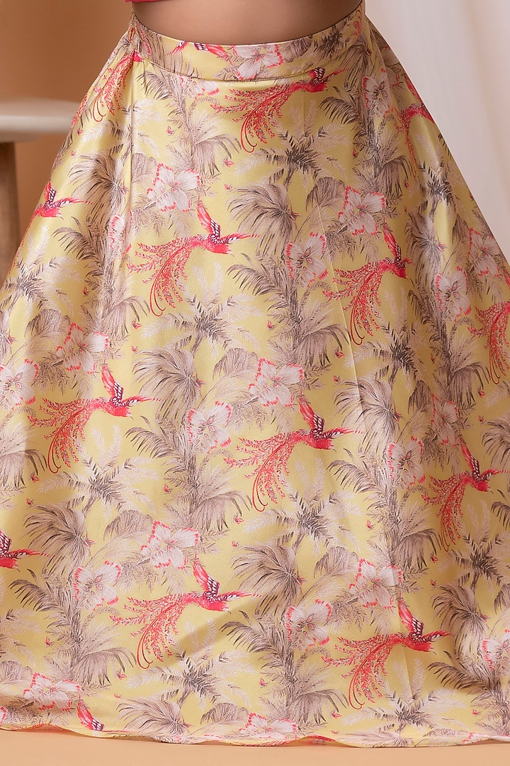 Beige Printed Lehenga Set For Girls by Li'l Angels at Pernia's Pop Up Shop