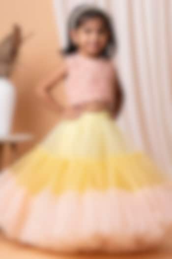 Multi-Coloured Dupion Silk Lehenga Set For Girls by Li'l Angels at Pernia's Pop Up Shop