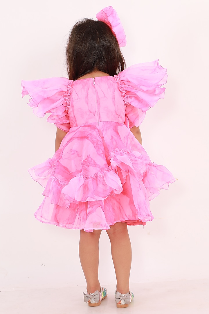 Pink Organza Frilled Dress For Girls by Li'l Angels at Pernia's Pop Up Shop