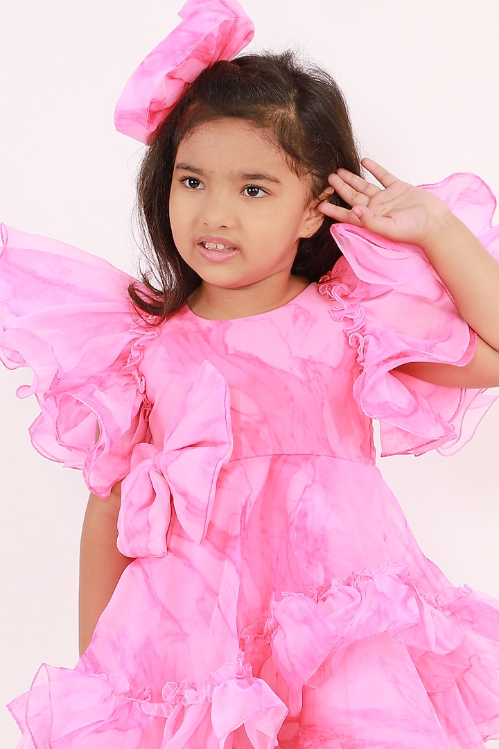 Pink Organza Frilled Dress For Girls by Li'l Angels at Pernia's Pop Up Shop
