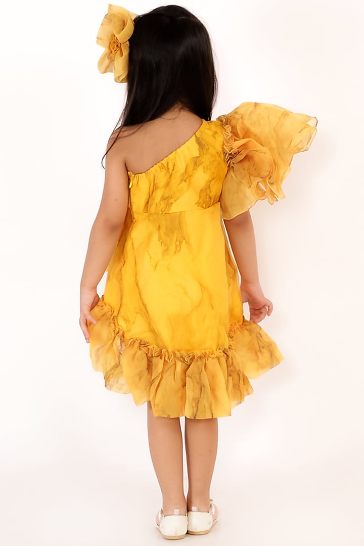 Yellow Marble Dress For Girls by Li'l Angels at Pernia's Pop Up Shop