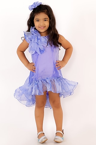 Blue Marble Dress For Girls by Li'l Angels