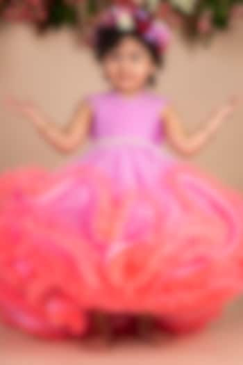 Lavender & Peach Ruffled Gown For Girls by Li'l Angels
