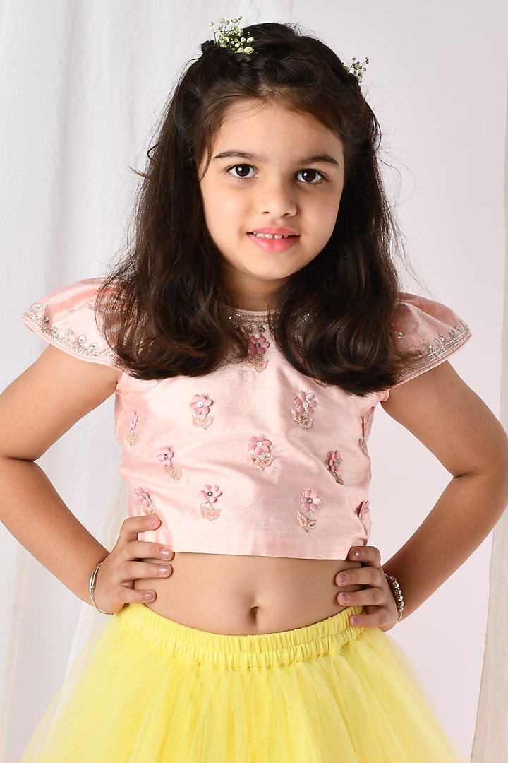 Multi-Colored Net Lehenga Set For Girls by Li'l Angels at Pernia's Pop Up Shop