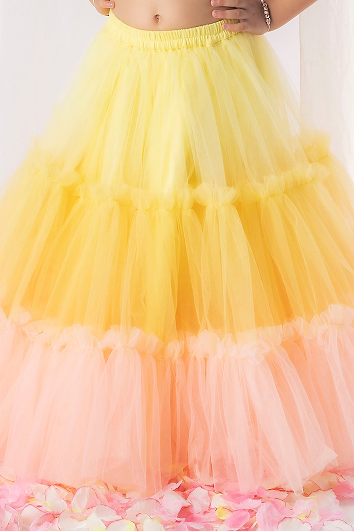 Multi-Colored Net Lehenga Set For Girls by Li'l Angels at Pernia's Pop Up Shop